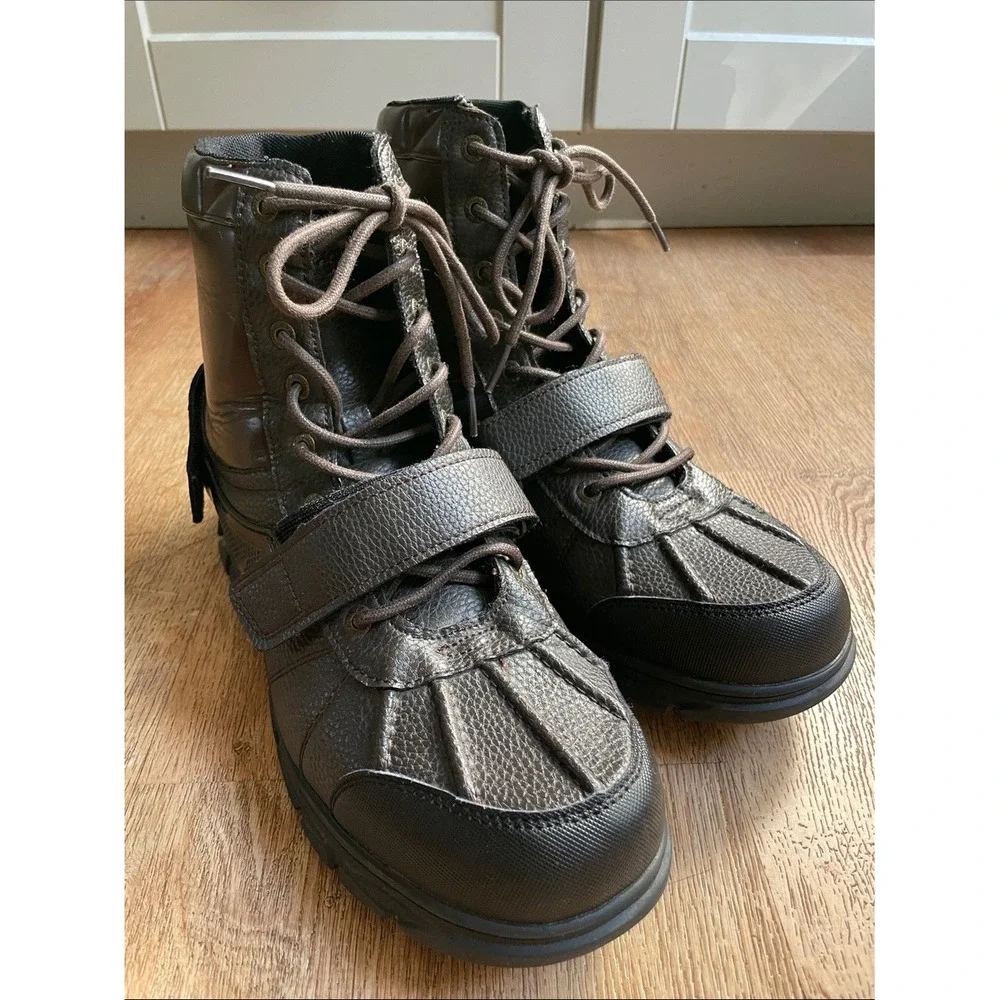 Nautica‎ Kressler Mens Brown Lace Up Duck Boots Size 9.5 Ankle Strap Rugged Lug